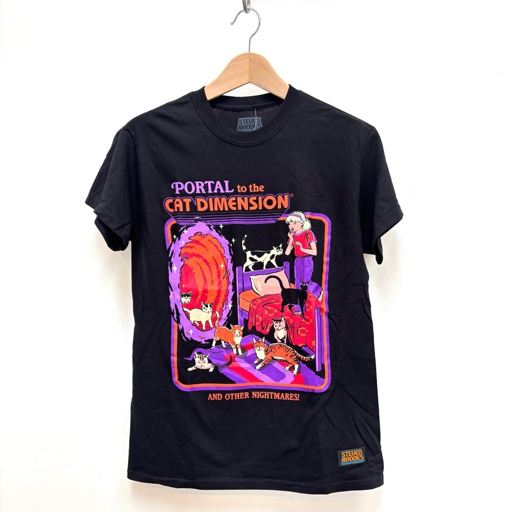 Steven Rhodes Portal To The Cat Dimension Cotton Tee Shirt Black Size Small New — image 3 of 8